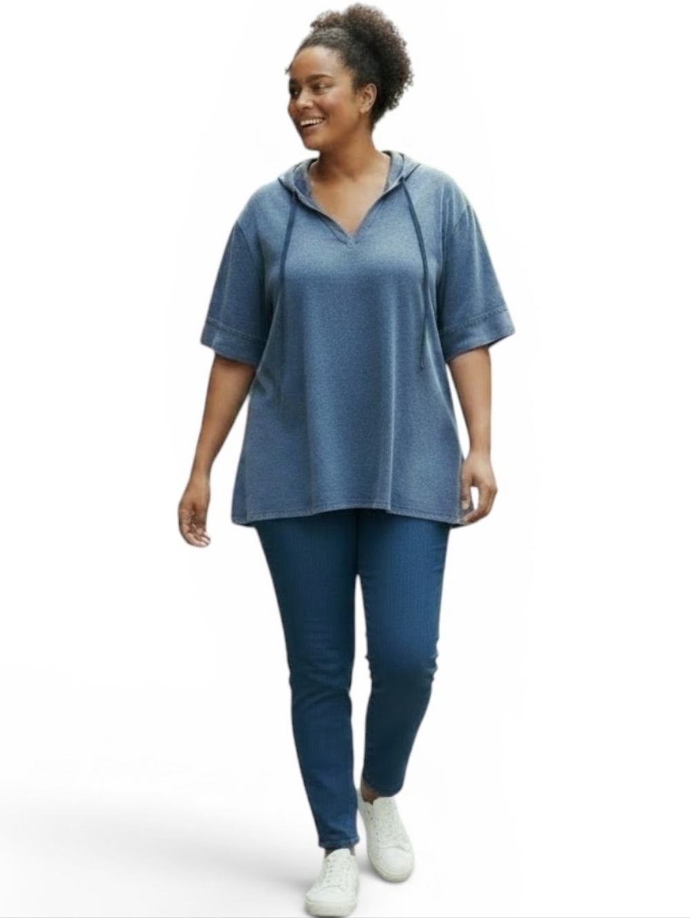 Jane and Delancey Relaxed Blue Hoodie Casual Cotton Blend Top SZ 2X